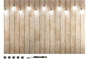 Navaris Pizarra magnética de Notas - Tablero magnético de 60 x 40 cm con Marcador y 5 imanes - Tablón Organizador de Pared - Diseño de lámparas