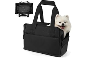 PLAYEXEN Borsa Trasportino Cane Gatti Regolabile Trasportini da Viaggio per Cani Piccola Taglia con Tappetino Lavabile Rimovibile Cintura di Sicurezza per CaneGatto Fino a 6KG Borse Impermeabile 40*26*20CM