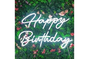 BringLuck2U Happy Birthday Insegna al neon Luce LED Decorazione del partito di compleanno USB Operazione Decorazione di fondo del partito Camera da letto Decorazione della parete