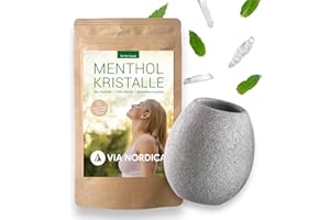 Mentholkristalle Set mit Aromaschale für die Sauna Saunakko von Hukka | Aufgussset inkl. Aufgussschale aus Speckstein | Via Nordica Mentholaufguss 100 g