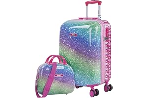 SKPAT - Set Trolley Bagaglio a mano con Beauty Case Rigide da Viaggio, Trolley Bambina da Viaggio. Valigia Bambino Cabina. Valigia per Bambini. Trolley Bagaglio a mano 55x40x20 4 ruote, Colore Fucsia