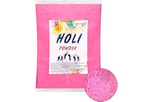 INDIAN STORE 24 Holi Gulal, polvere solubile in acqua, Natural Festival, servizio fotografico, Rangoli Colors, arcobaleno, in polvere colorata, per foto, feste, baby shower (rosa, 1 kg)