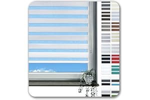 ‎ROLLMAYER Rollmayer Klemmfix-Doppelrollo ohne Bohren Klemmrollo Fensterrollo Duo Rollo Sonnenschutzrollo Zebrarollo Seitenzugrollo für Fenster und Tür (Weiß - 75 x 130 cm - BxH)