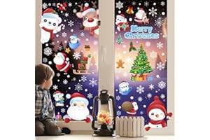 YIHELU Vetrofanie Natalizie per Finestre, Adesivi Decorativi Natalizi, Natale Atmosphere Fiocchi Di Neve Finestra Decori Adesivi per Natale Partito, Adesivi Natalizi per Finestre (Stili A)