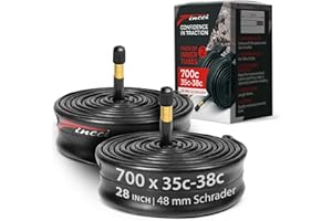 Fincci Chambre a air 28-29 Pouces VTT - Pair Chambres à air 700 x 35c-38c, 48 mm Schrader Valve, pour Vélo de Route, Race Adulte Velo Electrique, Tournée Bicyclette - Paquet de 2 Accessoire VTT