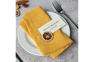 COSIESNEST 6 szt. Serwetki materiałowe, 42 x 42 cm, bawełniane serwetki, bawełniana mata do posiłków z frędzlami, wszechstronne, kwadratowe, rustykalne serwetki z frędzlami na kolację, ślub i imprezy