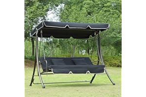 JLSUN Hollywoodschaukel Gartenschaukel Moderne Gartenliege Outdoor Schaukelbank mit Liegefunktion 200x135x170cm JL10S