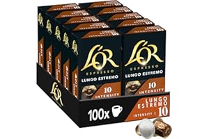 L'OR Espresso Café - 100 Capsules Lungo Estremo Intensité 10 - compatible Nespresso®* (lot de 10 x10)