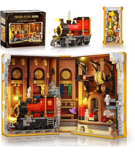 Fisca Set Mattoncini Steampunk Treno Con Luci - Modellismo Da Costruzione Per Adulti E Ragazzi, 1252 Pezzi, Decorazione Libreria - 3