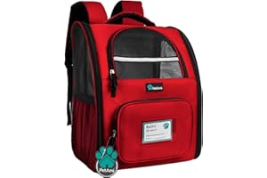 PetAmi Dog Backpack Carrier for Small Large Cat, Pet, Puppies, Ventilated Pet Hiking Backpack Travel Bag, Airline Approved Cat Backpack Carrier, Safety Back Support, Camping Biking Dog Bag, Red