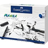 FABER-CASTELL &ndash; Pitt Artist Pen Manga Starter Set, 6 Pieces | Includes 3 Pitt Artist Pens, Mechanical Pencil, Rubber, Articul
