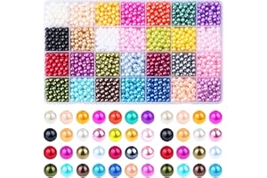 ANEZUS 1960PCS Perlen, 6mm 28 Farben Multicolor lose Perlen für Handwerk mit Löchern für die Schmuckherstellung, kleine Füllstoff Perlen für die Herstellung von Armband Halskette Ohrringe