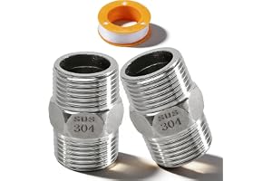 2 stycken 304 rostfritt stål dubbel nippel G1 1/2 tum, förlängningsadapter, 1 1/2 tum yttre gänga rostfritt stål sexkant nipp
