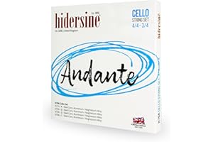 Hidersine Andante Cello String SET of 4 for 4/4-3/4 size. Steel Core, Alloy String, Ease of Playing Feel. Excellent Tone & Great Value. Ideal For Cello Students With Full Sized or 3 Quarter Cellos