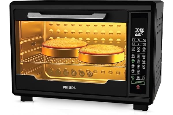 Philips HD6977/00 55 Litre Digital Oven Toaster Grill, 2000W, with Opti Temp Technology, Temperature control, Convection Mode, Chamber light and 11 preset menus, Inner Lamp