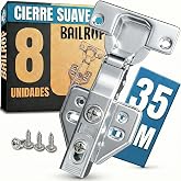 Kitchen Door Hinges (8 Units) &ndash; 35 mm Straight and Soft Close &ndash; Hinges Cabinets and Kitchen Furniture 110&deg; Cushioned with Bra