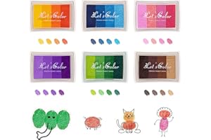 Ksvaye 24 Farben Stempelkissen Kinder Ungiftig Abwaschbar Stempelkissen Bunt Fingerabdruck Set Fingerstempelfarbe Stamp Pad für Silikonstempel Scrapbook Papier Handwerk Malerei (6 Stück)