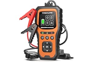 TREKURE Booster Batterie Voiture avec OBD2 Diagnostic, 6000A Démarreur Batterie (Tous Diesel ou 10.0L Gaz), OBD Diagnostique Français, Booster avec Diagnostic Voiture, Tests de Batterie, Écran, Pince, LED