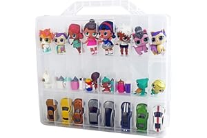 Bins & Things Spielzeug-Organizer-Aufbewahrungsbox mit 48 Fächern – Spielzeug-Vitrine kompatibel mit Calico Critter, Hot Wheels, Lego Organizer, Mario Kart, lol Surprise, Matchbox, Barbie