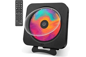 CANAREEN Portable CD Player with Bluetooth, Desktop/Wall Mounted CD Players for Home, Small Music CD Player with Speakers FM Radio LCD Display AUX Headphone Jack USB, (Black)