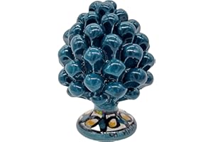 sicilia bedda - Pigna Siciliana in Ceramica di Caltagirone - Piede Decorato - 100% Artigianato Siciliano (Altezza 12 Centimetri, Ottanio)