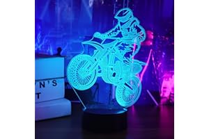‎OKIYID Motorrad Nachtlicht für Kinder, 3D Lampe Optische LED Täuschung Nachtlicht, Fernbedienung 16 Farbwechsel Dimmbar, Weihnachtsgeschenke für Mädchen Junge Wohnzimmer Schlafzimmer