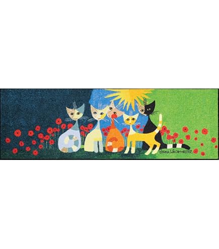 Efia Rosina Wachtmeister Fußmatte Lifestyle Le Onde 50x75 cm Tür-Matte waschbar Katzen bunt Designer