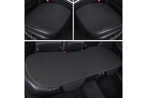 YuchiFa Cojín Antideslizante para Asiento de Coche Ice Silk para Verano, Fundas de Asiento de Coche de algodón Transpirables y refrescantes, para Todos los Modelos (A,2delanteros+Traseros)