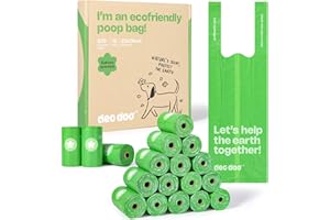 Hundekotbeutel Biologisch Abbaubar mit Henkel Kotbeutel für Hunde mit Duft 270 Stück 18 Rollen Dog Poop Bags Aus Recycelten Materialien Hergestellt 50% Speisestärke Auslaufsicher
