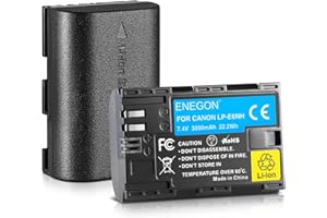 ENEGON LP-E6NH Batteries Li-ION Haute capacité 3000mAh, Batterie de Remplacement pour Canon EOS R, R5C, 5D Mark II, 5D III, 5D IV, 5DS, 5DSR, 6D, 7D, 7D II, 7D III, 80D, 70D, 60D, 60Da, XC10, XC15