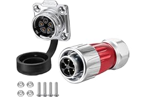 CNLINKO DH-20 Connecteur imperméable IP67 Connecteur circulaire industriel de boîtier métallique anti-interférence Broches avec dispositifs de protection M20 2-12 Broches Prise à bride (5 Broches)