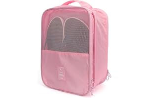 Unaone Travel Shoe Bag, 3 Layers Shoe Storage Bag Portable Shoes Organizer Zippered Shoe Bag for Travel Storage Shoe Pouch with Top Handle