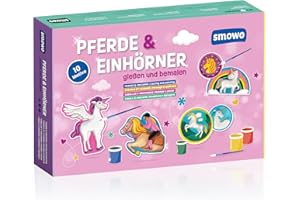 Smowo® Pferde und Einhörner selber gießen und anmalen - Mädchen Bastelset zum Gips giessen mit 10 Figuren für Kinder - Geschenk zum Basteln