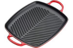 Le Creuset Gril rectangulaire peu profond en fonte émaillée Signature,30 cm, Cerise, 20201300600422