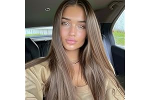 BERRYLION Long Straight Wig for Women - 28 Inch Synthetic Hair for Black Women (Light Brown)