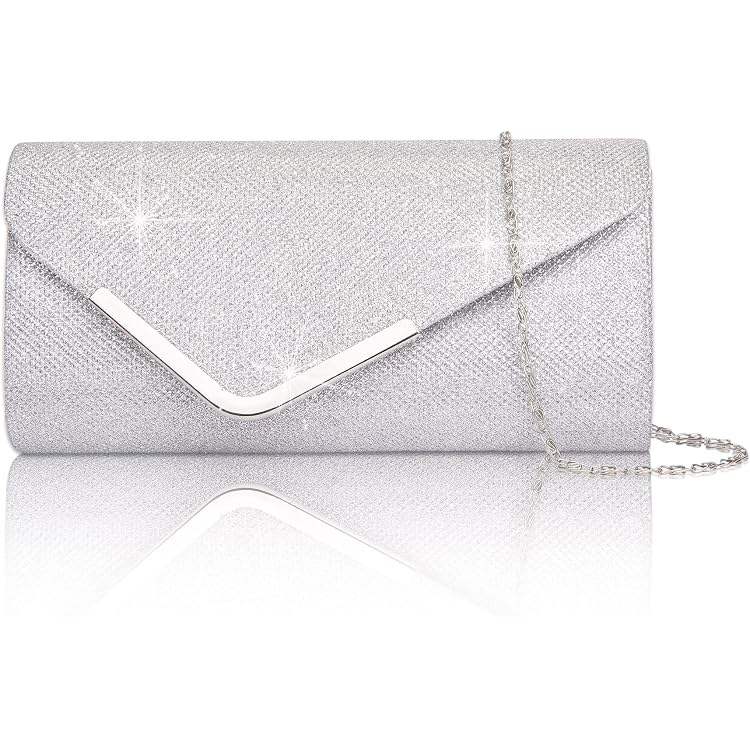 Pochette Et Clutch Femme Satin Avec Cristal - Sac Soirée Élégant Chaîne Démontable Pour Mariage Et Fêtes