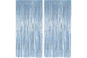 Alaoo 2 st 1 x 2,5 m glittergardin, glitter laser aluminiumfolie fransgardin, festserpentiner gardindekorationer för födelsed