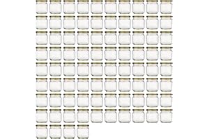 Flaschenland 212 ml runda glasburkar i 84-pack med klarglas, idealiska för sylt, honung, pesto, lufttäta med guldfärgade lock