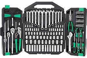 Marchio Amazon - Denali Kit di attrezzi da 170 pezzi multiuso con set di chiavi a bussola, 41 x 50.8 x 9 cm