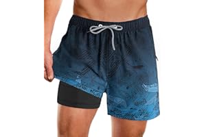APTRO Men's Swimming Shorts with Zip Pockets 2 in 1 Quick Dry Swim Trunks with Compression Liner 02