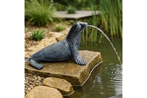 ‎ARNUSA Solar Gargoyle with Pump - Pond Figure with Solar Pump & Water Feature - Garden Decoration Made of Polyresin in Bronze Look - Solar Fountain for Garden Pond and Water Course (Seal 30 x 23 x 20 cm)