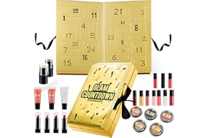 KreativeKraft Calendrier de l'Avent Beauté 2025, Coffret Maquillage, Soins Visage, Compte à Rebours de Noël, Idée Cadeau Femme, Maman, Soeur ou Amie (Or)