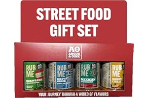 Angus & Oink Gift Set | Street Food BBQ Gift Box | 1 x Shawarma Seasoning 210G | 1 x Big phat Greek 220G | 1 x Mexican Seasoning 220G | 1 x Honey Chilli 240G | The Best BBQ Lover Gift Set