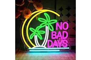 OYCGZV No Bad Days Neon Sign Palm Tree LED Neon Sign Wall Beer Bar Neon Sign Moon LED Sign for Bedroom Coffee Cafe Club Store Home Pub Man Cave Summer Beach Party Decorations
