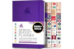 Planificador de presupuesto Clever Fox - Cuaderno de seguimiento de gastos. Diario de presupuesto mensual, planificador de finanzas y libro de cuentas para tomar el control de su dinero - Púrpura