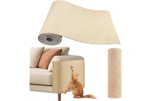 NOKWOCY Griffoir Chat Canapé 40 Cm ×200 Cm,Griffoir pour Chat Auto-adhésif,DIY Trimmable Chats Grattoir,Griffoir Mural Chat pour Protection Canape Chat Anti Griffe des Meubles,CanapéS Et Portes(Khaki)