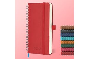 IN-LUXPRO Agenda 2025 2026: De poche Agenda Semainier et Carnet de Notes Spirale Petit A6(16,6 x 9,7 cm)18 Mois Planner Du Juillet. 25 à Déc. 26 Scolaire PU Cuir, Onglets Mensuels, Papier 80g/m² Rouge