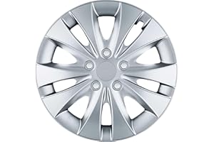 KUGLO Enjoliveurs argenté 15 pouces - Jeu de 4 enjoliveurs 13 pouces à enjoliveurs 16 pouces - Stormer enjoliveurs pour la plupart des marques automobiles et jantes en acier - Enjoliveurs en noir ou argenté