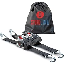 Lot X2 Sangles à Cliquet Automatique 3m 50mm E-Track – LC 750/1500daN – Enrouleur Auto + Sac – Sturdlink – Utilitaire Camion Remorque