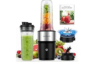 ‎SHARDOR SHARDOR Smoothie Maker, 900W, StandMixer mit 2 * 700ml Flasche, mixer mit Edelstahl 6-Klingen, BPA frei, Smoothies shakes und Säfte mit Rezepte